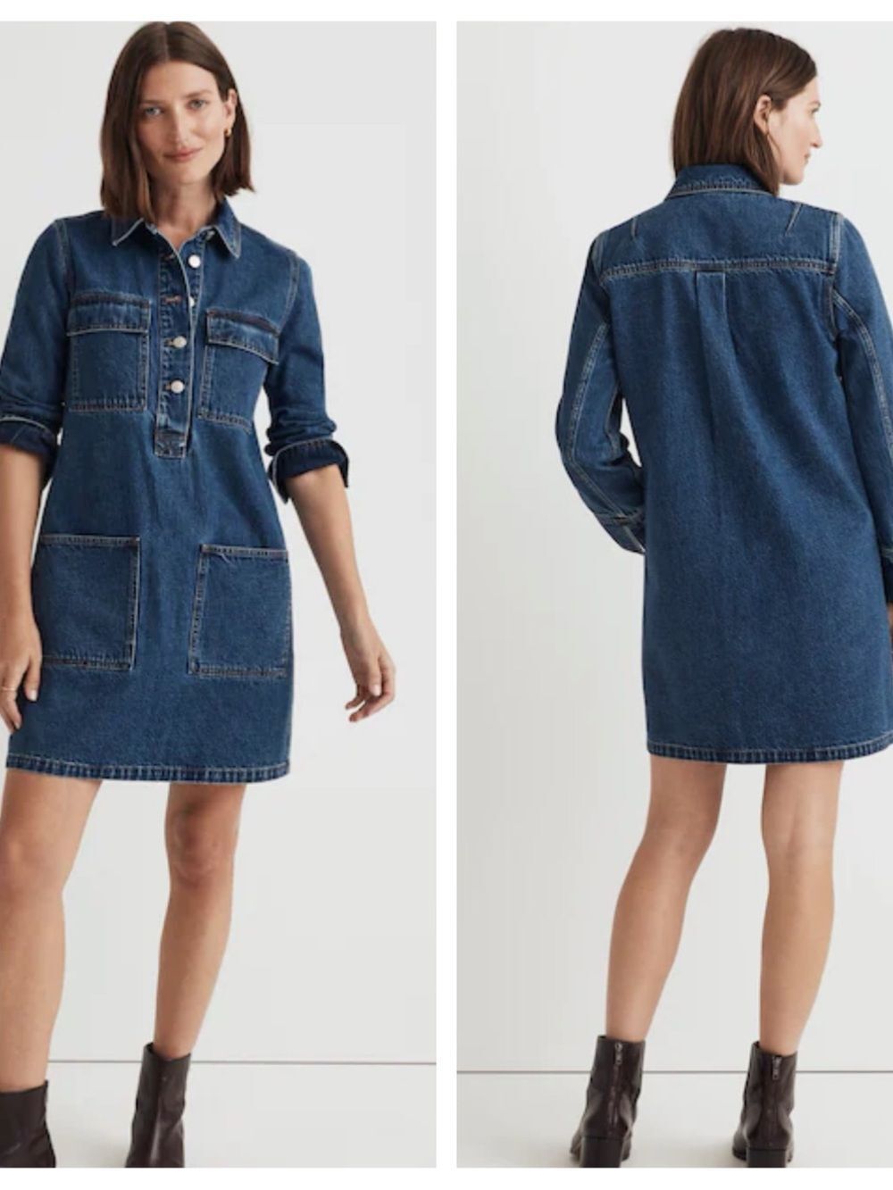 Madewell Denim popover Mini Shirt Dress